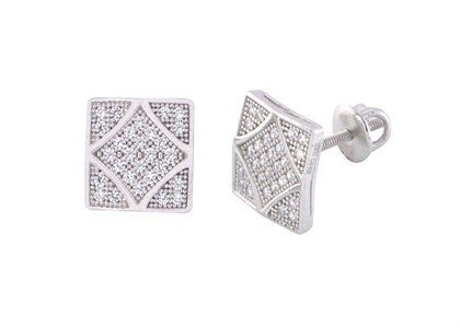 Hip Hop Screw Back Square Stud Earrings